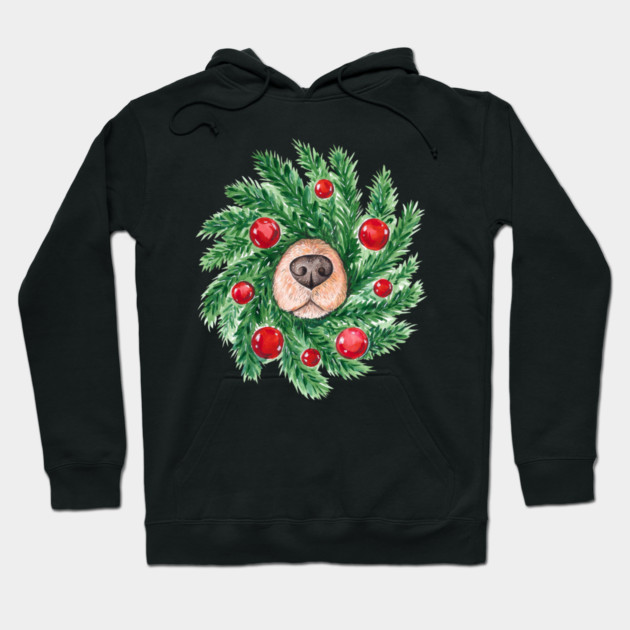 Cute Christmas Dog Nose Wreath Funny Dogs Hoodie by yangho