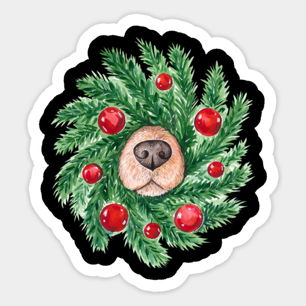 Cute Christmas Dog Nose Wreath Funny Dogs Sticker by yangho