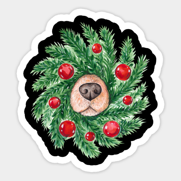 Cute Christmas Dog Nose Wreath Funny Dogs Magnet by yangho