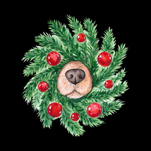 Cute Christmas Dog Nose Wreath Funny Dogs by yangho