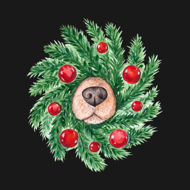 Cute Christmas Dog Nose Wreath Funny Dogs by yangho