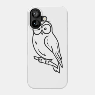 Cute Line Art Owl Perched on Branch Phone Case