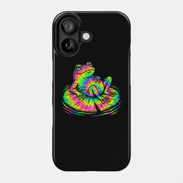 Tie Dye Frog Relaxing on a Lily Pad Phone Case by Creatifly Graphic Tees