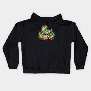 Tie Dye Frog Relaxing on a Lily Pad Kids Hoodie