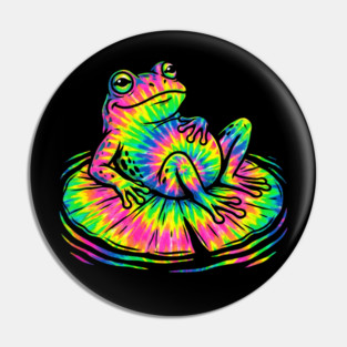 Tie Dye Frog Relaxing on a Lily Pad Pin