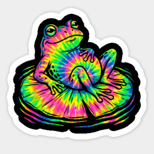 Tie Dye Frog Relaxing on a Lily Pad Magnet