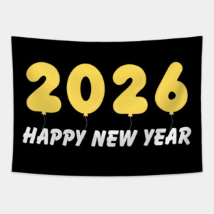 2026 Balloon Numbers with Happy New Year Message Tapestry