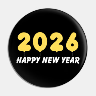 2026 Balloon Numbers with Happy New Year Message Pin