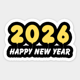 2026 Balloon Numbers with Happy New Year Message Sticker