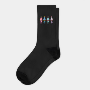 2026 with Colorful Party Hats for New Year Socks