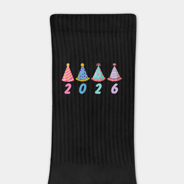 2026 with Colorful Party Hats for New Year by Creatifly Graphic Tees
