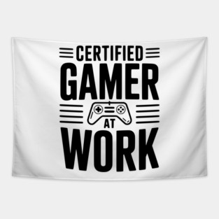 Certified Gamer at Work Tapestry