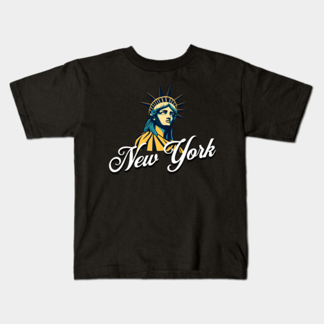 New York, Statue Of Liberty. Iconic City Pride Kids T-Shirt by Pixel Threads 