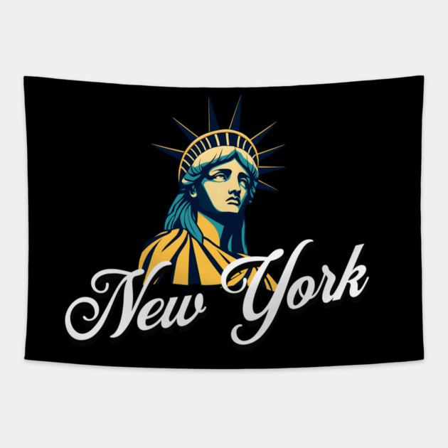 New York, Statue Of Liberty. Iconic City Pride Tapestry by Pixel Threads 