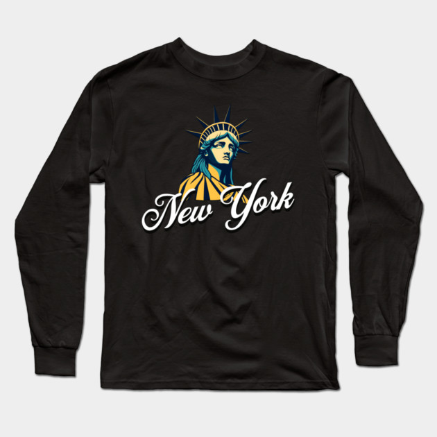 New York, Statue Of Liberty. Iconic City Pride Long Sleeve T-Shirt by Pixel Threads 