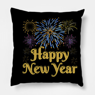 Happy New Year with Fireworks Celebration Pillow