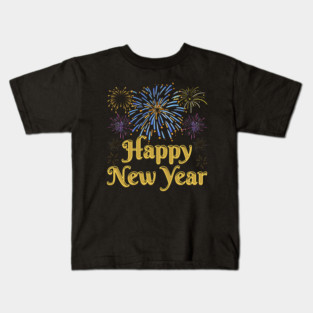 Happy New Year with Fireworks Celebration Kids T-Shirt