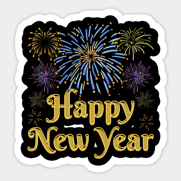 Happy New Year with Fireworks Celebration Magnet by Creatifly Graphic Tees