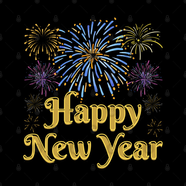Happy New Year with Fireworks Celebration by Creatifly Graphic Tees