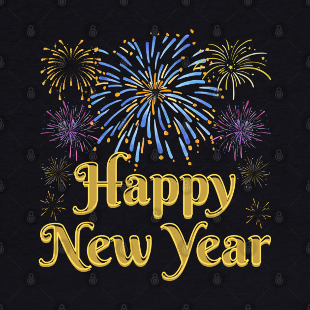 Happy New Year with Fireworks Celebration by Creatifly Graphic Tees