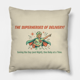 Retro Labor and Delivery Nurse - Superhero! Pillow