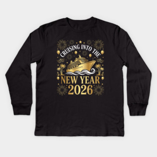 Cruising into the New Year 2026 with Festive Celebration Kids Long Sleeve T-Shirt