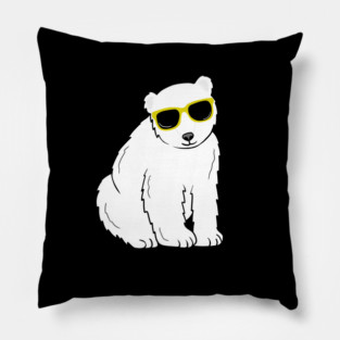 Cool Ice Polar Bear wearing Glasses Pillow