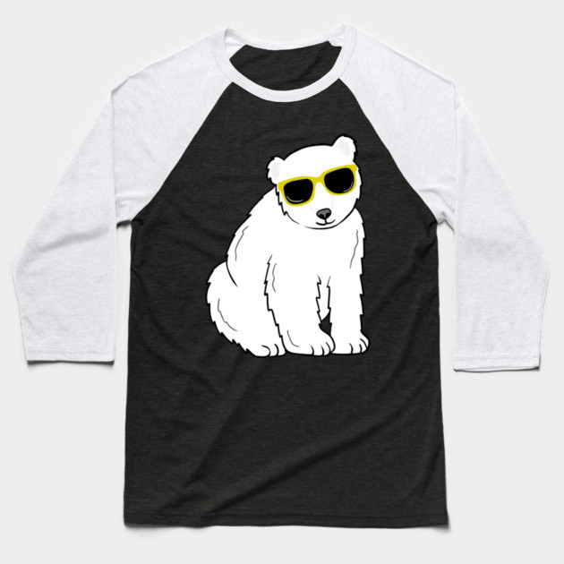 Cool Ice Polar Bear wearing Glasses Baseball T-Shirt by logiamerch