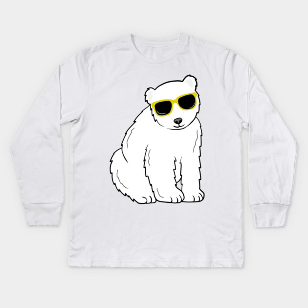 Cool Ice Polar Bear wearing Glasses Kids Long Sleeve T-Shirt by logiamerch