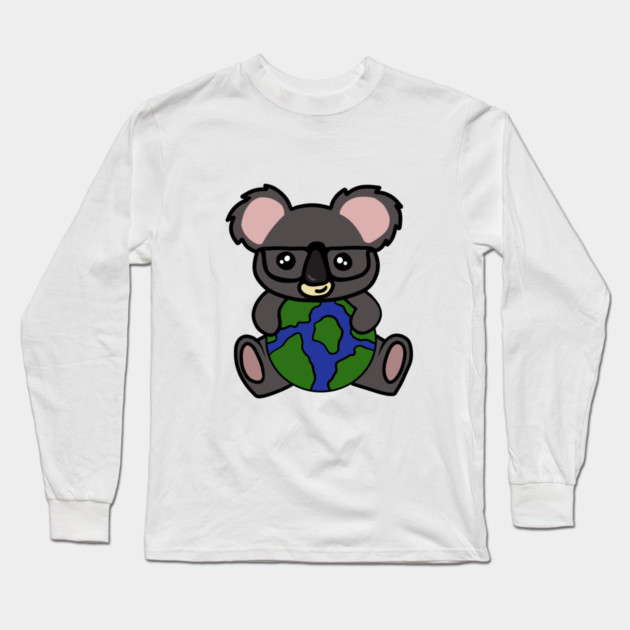Cute Koala Bear, Earth Day Environmental Awareness Long Sleeve T-Shirt by logiamerch