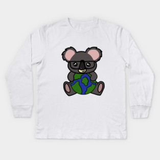 Cute Koala Bear, Earth Day Environmental Awareness Kids Long Sleeve T-Shirt