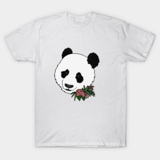 Cute Panda Bear Face Floral T-Shirt
