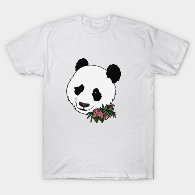 Cute Panda Bear Face Floral T-Shirt by logiamerch