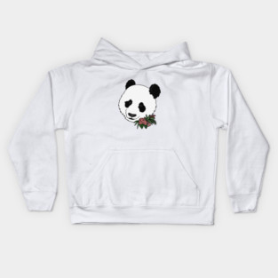 Cute Panda Bear Face Floral Kids Hoodie