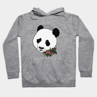 Cute Panda Bear Face Floral Hoodie