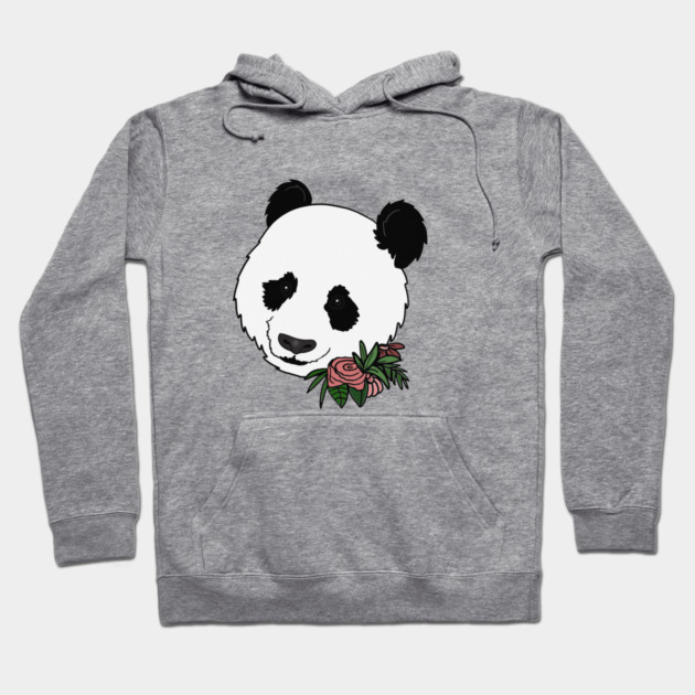 Cute Panda Bear Face Floral Hoodie by logiamerch