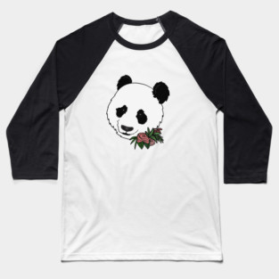 Cute Panda Bear Face Floral Baseball T-Shirt