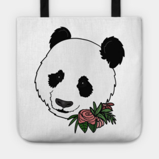 Cute Panda Bear Face Floral Tote