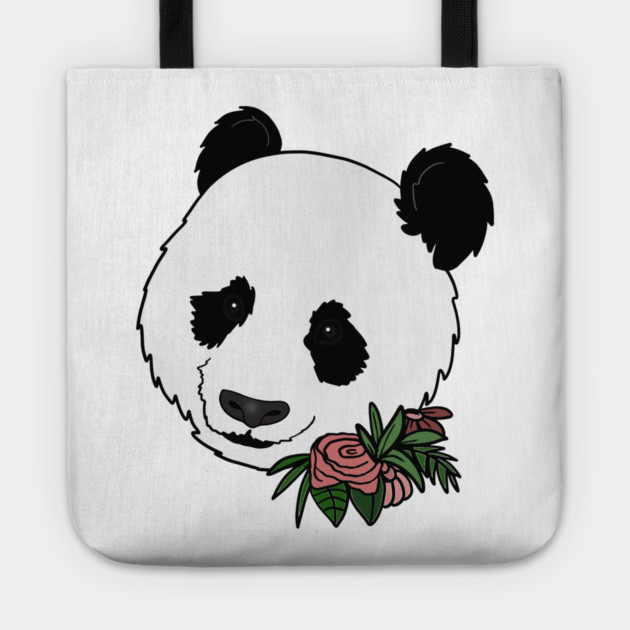 Cute Panda Bear Face Floral Tote by logiamerch