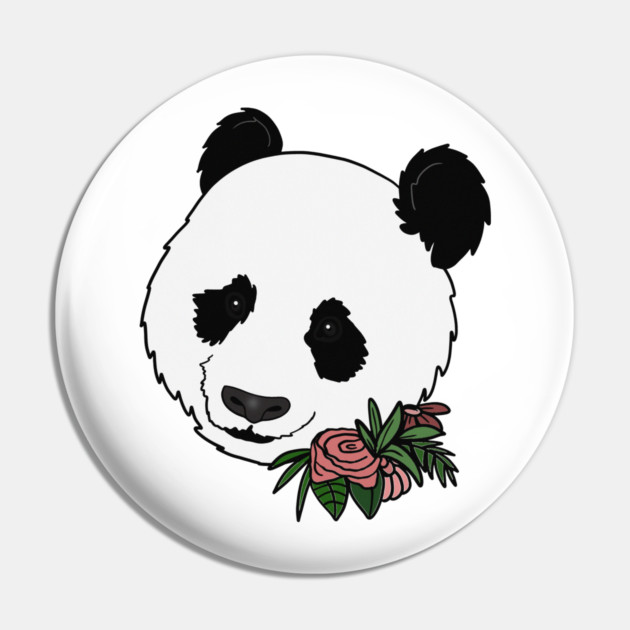 Cute Panda Bear Face Floral Pin by logiamerch