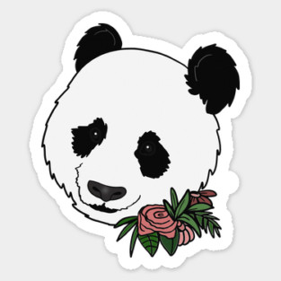 Cute Panda Bear Face Floral Sticker