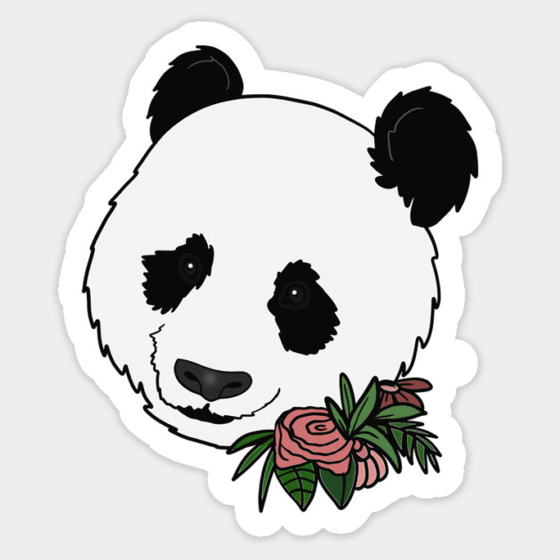 Cute Panda Bear Face Floral Sticker by logiamerch