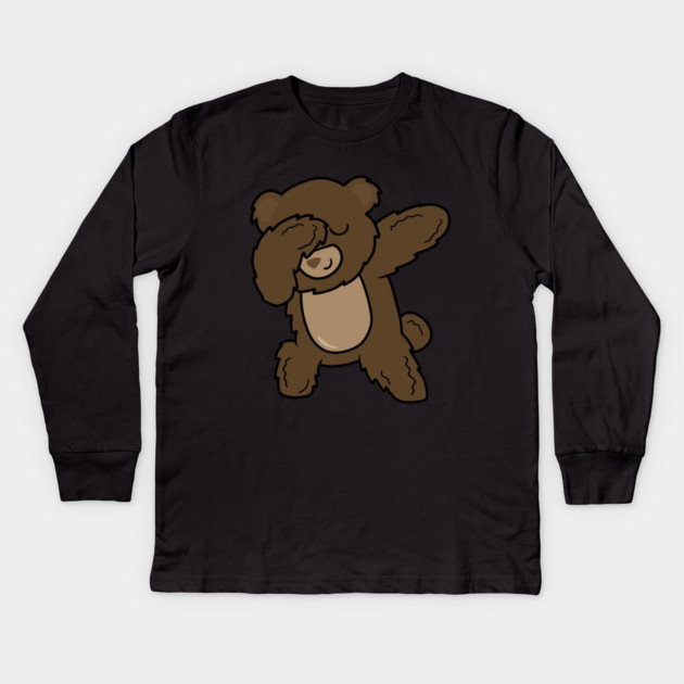 Cute Brown Bear Funny Dabbing Dance Dab Kids Long Sleeve T-Shirt by logiamerch