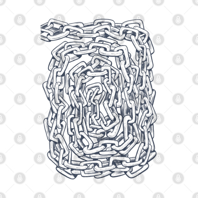 Interlocking Chains – Minimal Line Drawing Illustration - Minimalist ...