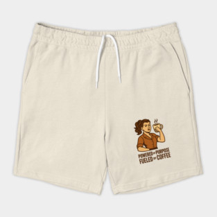 Powered by Purpose Fueled by Coffee Retro Motivational Coffee Lover Tee Shorts