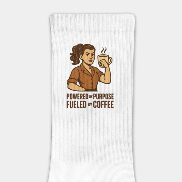 Powered by Purpose Fueled by Coffee Retro Motivational Coffee Lover Tee by Anne Lee