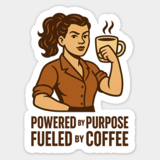 Powered by Purpose Fueled by Coffee Retro Motivational Coffee Lover Tee Magnet