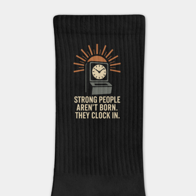 Strong People Aren’t Born They Clock In Vintage Work Ethic Motivational Design by Anne Lee