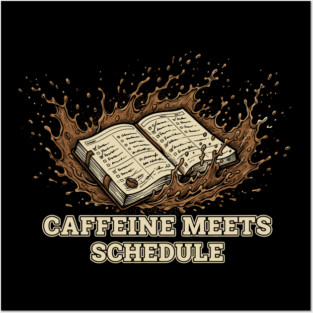 Caffeine Meets Schedule – Planner Spill Work Humor Posters and Art