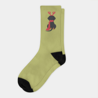 Dachshund in Holiday Antlers Socks